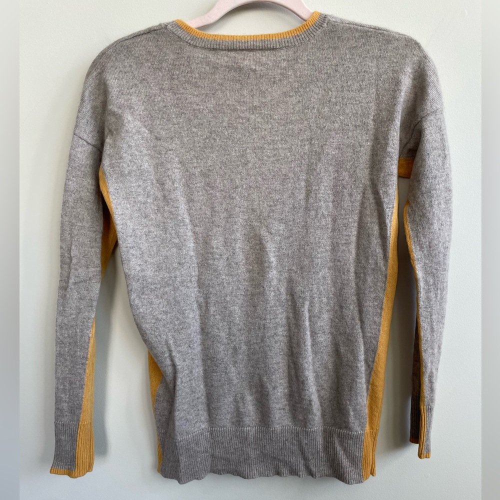 100% Cashmere Christian Siriano Beige Mustard Crewneck Sweater Colorblock - Picture 5 of 10